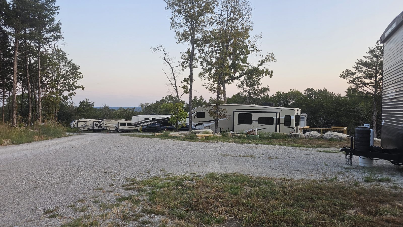 Lakeview RV sites in the soft light of a Table Rock morning.